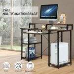 Darbo stalas su monitoriaus stoveliu ir lentynomis (Ruda)