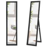 Dvisluoksnis viso kūno veidrodis su mediniu rėmu 37 x 155 cm (Juoda)