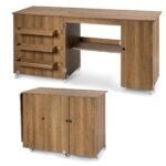 Sulankstomas siuvimo ir darbo stalviršis su ratukais (Ruda)