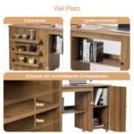 Sulankstomas siuvimo ir darbo stalviršis su ratukais (Ruda)