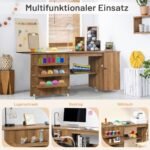 Sulankstomas siuvimo ir darbo stalviršis su ratukais (Ruda)