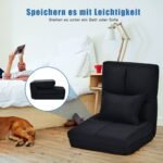 Sulankstomas grindų krėslas su minkšta pagalve (Juoda)