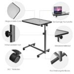 Reguliuojamo aukščio nešiojamojo kompiuterio staliukas su ratukais (Pilka)