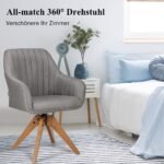 Sąvari sukama biuro kėdė su medinėmis kojomis (Pilka)