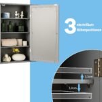 Sieninė vonios spintelė su veidrodžiu (Pilka)