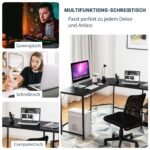 L formos kampinis rašomasis stalas su metaliniu rėmeliu (Juoda)