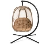 Pakabinamas krėslas su stovu ir paminkštinimais (Juoda)