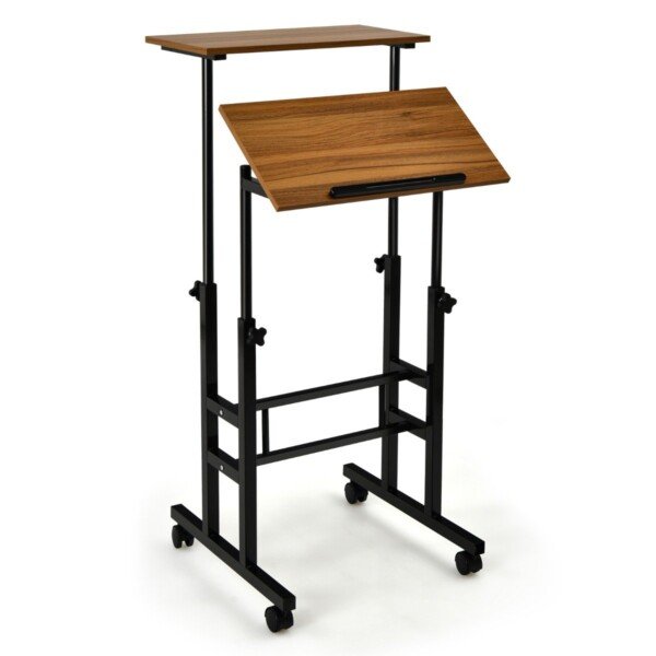 Reguliuojamo aukščio rašomasis stalas su dviguba darbine plokšte (Riešutas)