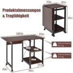 Sulankstomas darbo stalas su dviejų pakopų lentynomis (Ruda)