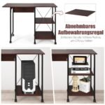 Sulankstomas darbo stalas su dviejų pakopų lentynomis (Ruda)