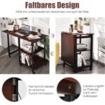 Sulankstomas darbo stalas su dviejų pakopų lentynomis (Ruda)