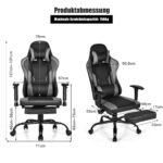 Ergonomiška žaidimų kėdė reguliuojamo aukščio ir atlošo (Juoda)