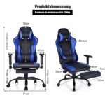 Ergonomiška žaidimų kėdė su ištraukiama kojų atrama (Mėlyna)