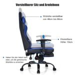 Ergonomiška žaidimų kėdė su ištraukiama kojų atrama (Mėlyna)