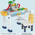 Daugiafunkcis vaikiškas stalas su kėdutėmis ir laikymo dėžėmis (Spalvotas)