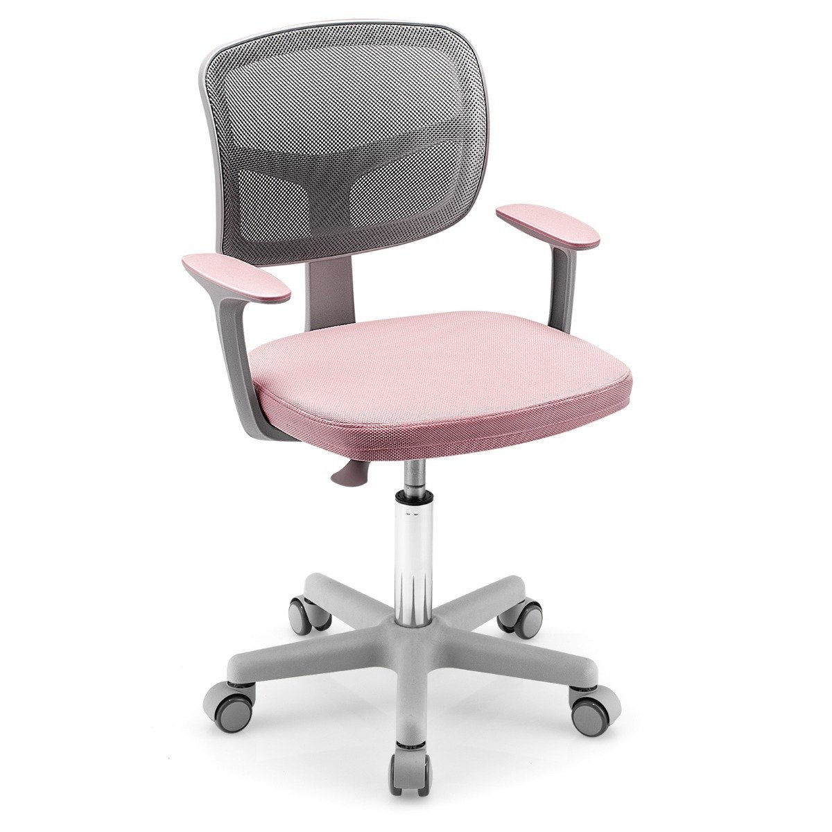 hy10040pk-1_1_ Ergonomiška vaikiška kėdė su reguliuojamu aukščiu ir ratukais (Rožinė)