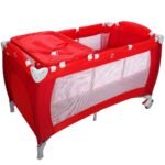 Daugiafunkcinė kelioninė lovelė-maniežas su supimo funkcija (Raudona)