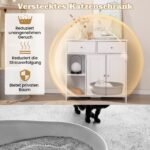 Kompaktiškas balto medžio baldas su stalčiais ir atviromis lentynomis (Balta)