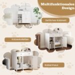 Kompaktiškas balto medžio baldas su stalčiais ir atviromis lentynomis (Balta)