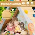 Vaikų žaidimų namelis su laipiojimo sienele (Natūrali)