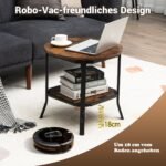 Apvalus dviejų pakopų staliukas su atviru skyriumi ir plieninėmis kojomis (Ruda)