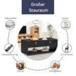 Stačiakampis svetainės staliukas su dviem stalčiais ir atvira lentyna (Juoda)