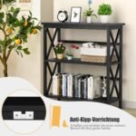 Konsolinis staliukas su trimis atviromis lentynomis ir apsauga nuo apvirtimo (Juoda)