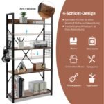 4 pakopų industrinio dizaino lentyna su reguliuojamu aukščiu (Kavos)