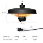 2000 W infraraudonųjų spindulių lauko šildytuvas su nuotolinio valdymo pultu (Juoda)