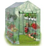 Nešiojamasis sodo šiltnamis su 8 lentynomis (Žalia)