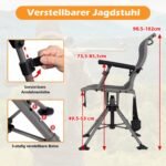 Sulankstoma medžioklės ir šaudymo lauko kėdė su reguliuojamomis kojomis ir atrama ginklui (Juoda)