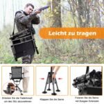 Sulankstoma medžioklės ir šaudymo lauko kėdė su reguliuojamomis kojomis ir atrama ginklui (Juoda)