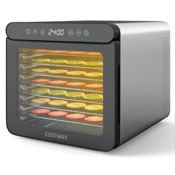 Maisto džiovintuvas su 7 nerūdijančio plieno padėklais ir 24 valandų laikmačiu (Sidabrinė)