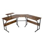 L formos kampinis rašomasis stalas su monitoriaus laikikliu (Ruda)