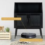 Virtuvės indauja su stiklinėmis durelėmis ir atvira niša 80 x 40 x 101 cm (Juoda)