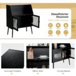 Virtuvės indauja su stiklinėmis durelėmis ir atvira niša 80 x 40 x 101 cm (Juoda)