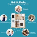 Medinė vaikų virtuvėlė su priedais (Balta + Natūrali)