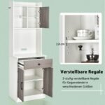 Aukšta virtuvės spintelė su stalčiumi ir reguliuojamomis lentynomis 60 x 40 x 180 cm (Balta)