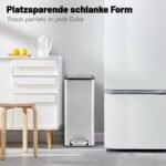 Nerūdijančio plieno šiukšliadėžė su minkštu uždarymu ir vidiniu kibiru (Sidabrinė)