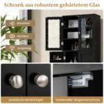 Virtuvės spintelė su stiklinėmis durimis ir lentynomis (Juoda)