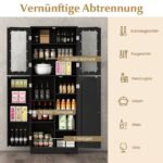 Virtuvės spintelė su stiklinėmis durimis ir lentynomis (Juoda)