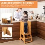 Daugiafunkcis vaikiškas mokomasis bokštelis su lenta (Natūrali)