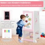 Daugiafunkcis vaikiškas mokomasis bokštelis su dvipuse lenta (Rožinė)