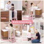 Daugiafunkcis vaikiškas mokomasis bokštelis su dvipuse lenta (Rožinė)