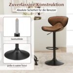 Pasukamos baro kėdės su atlošu ir atrama kojoms (Rustic Brown)