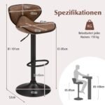 Pasukamos baro kėdės su atlošu ir atrama kojoms (Rustic Brown)