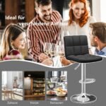 Reguliuojamo aukščio 360° besisukanti odinė baro kėdė (Juoda)
