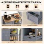 Virtuvinis vežimėlis su stalčiais ir lentynomis (Pilka)