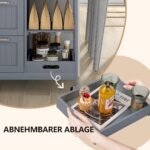 Virtuvinis vežimėlis su stalčiais ir lentynomis (Pilka)