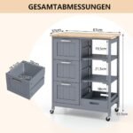 Virtuvinis vežimėlis su stalčiais ir lentynomis (Pilka)